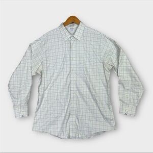Brooks Brothers Dress Shirt Mens 17 - 35 Blue Green Check Supima Cotton City